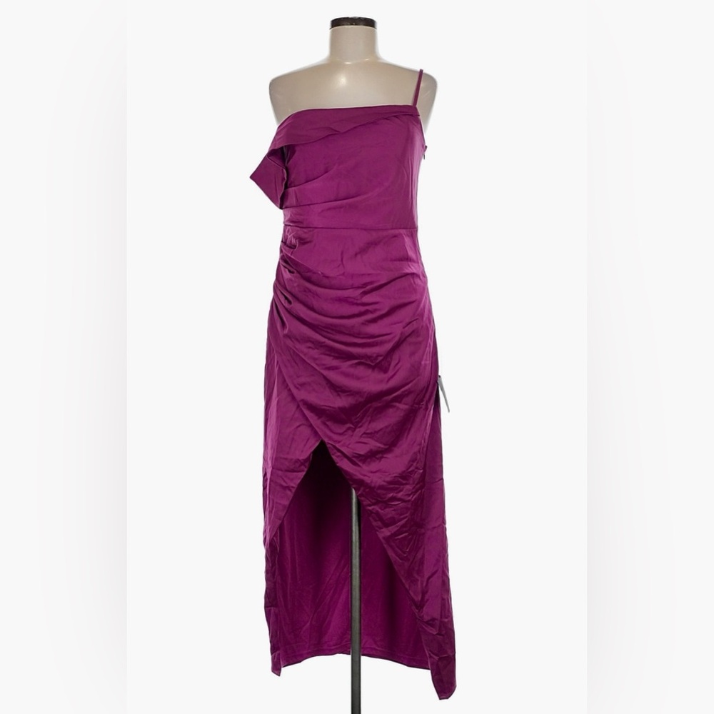 NWT Lulus Showing Off a Little Magenta Asymmetrical Tulip Midi Dress | Medium - Picture 6 of 10